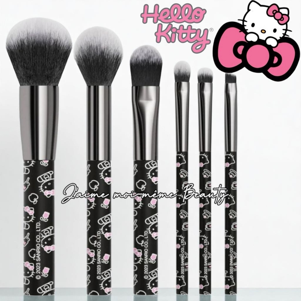 HELLO KITTY Complete Makeup Brush Set- Black & Pink